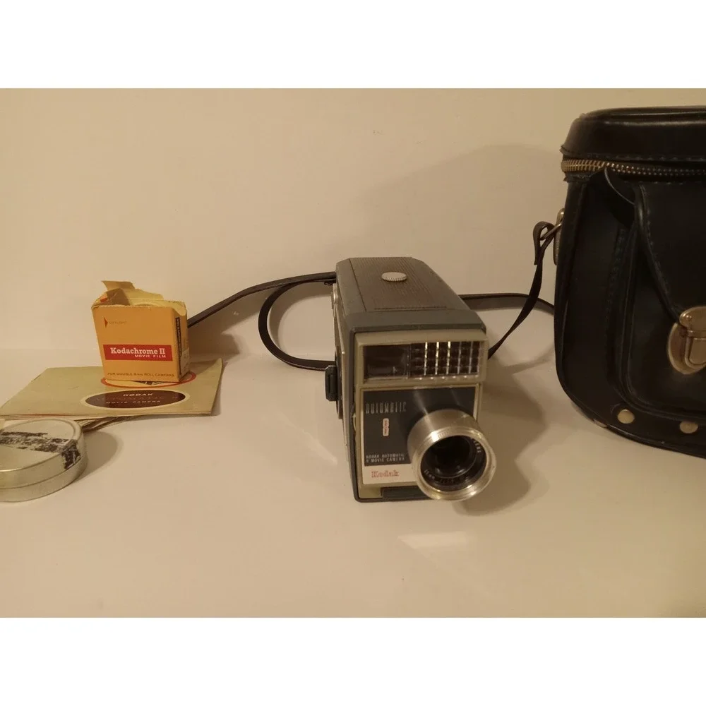 Used Vintage‎ Kodak Automatic 8 Movie Camera with manual film and carrying case.